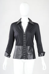 Recess Designer Consignment Vintage Isabel Leather Hooked Top & Skirt Set Outfit Ensemble Los Angeles Resale