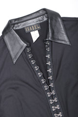 Recess Designer Consignment Vintage Isabel Leather Hooked Top & Skirt Set Outfit Ensemble Los Angeles Resale