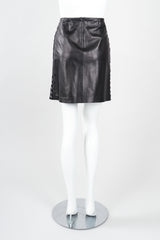 Recess Designer Consignment Vintage Isabel Leather Hooked Top & Skirt Set Outfit Ensemble Los Angeles Resale