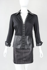 Recess Designer Consignment Vintage Isabel Leather Hooked Top & Skirt Set Outfit Ensemble Los Angeles Resale