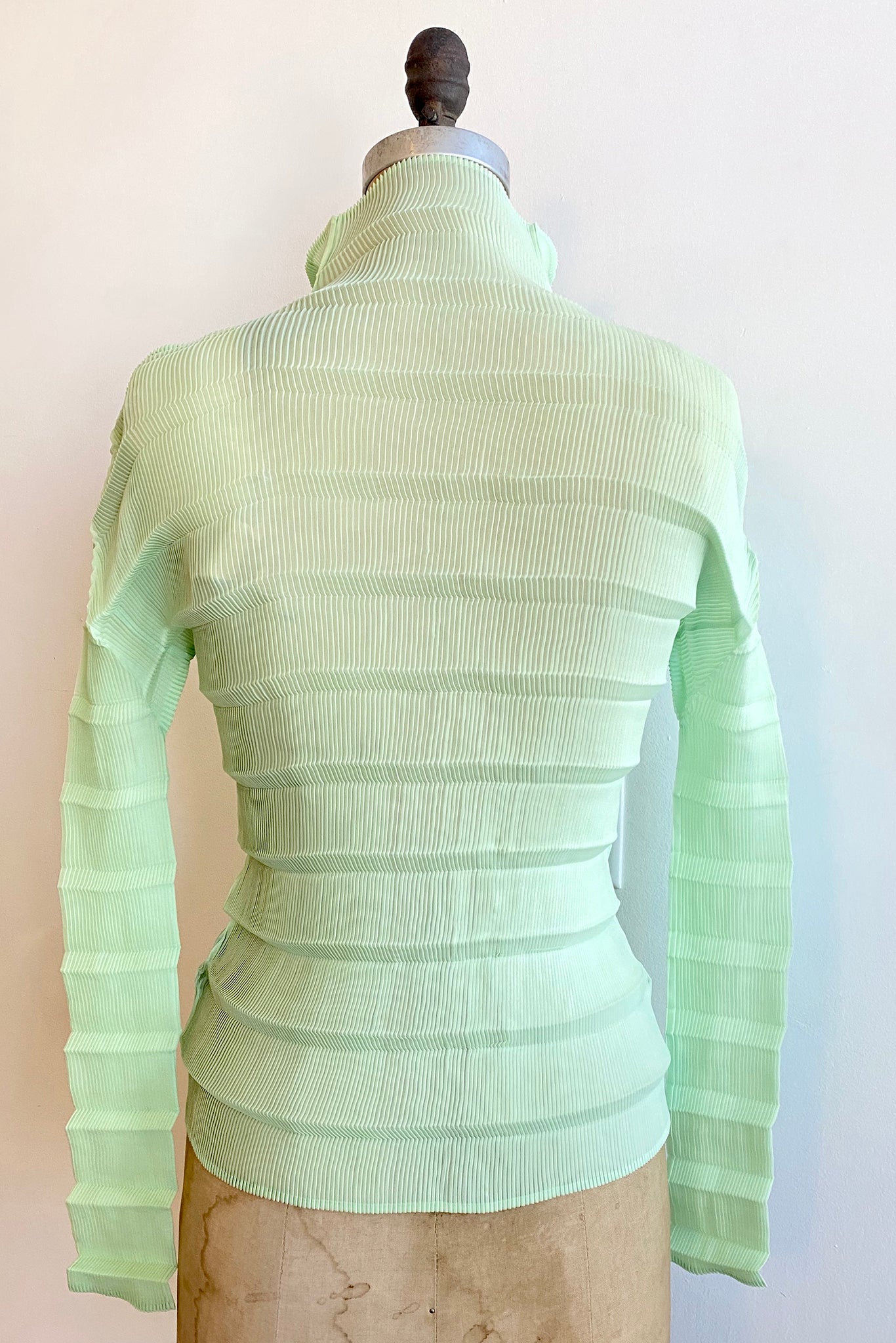Vintage Issey Miyake Horizontal Pleated Blouse on Mannequin back at Recess Los Angeles