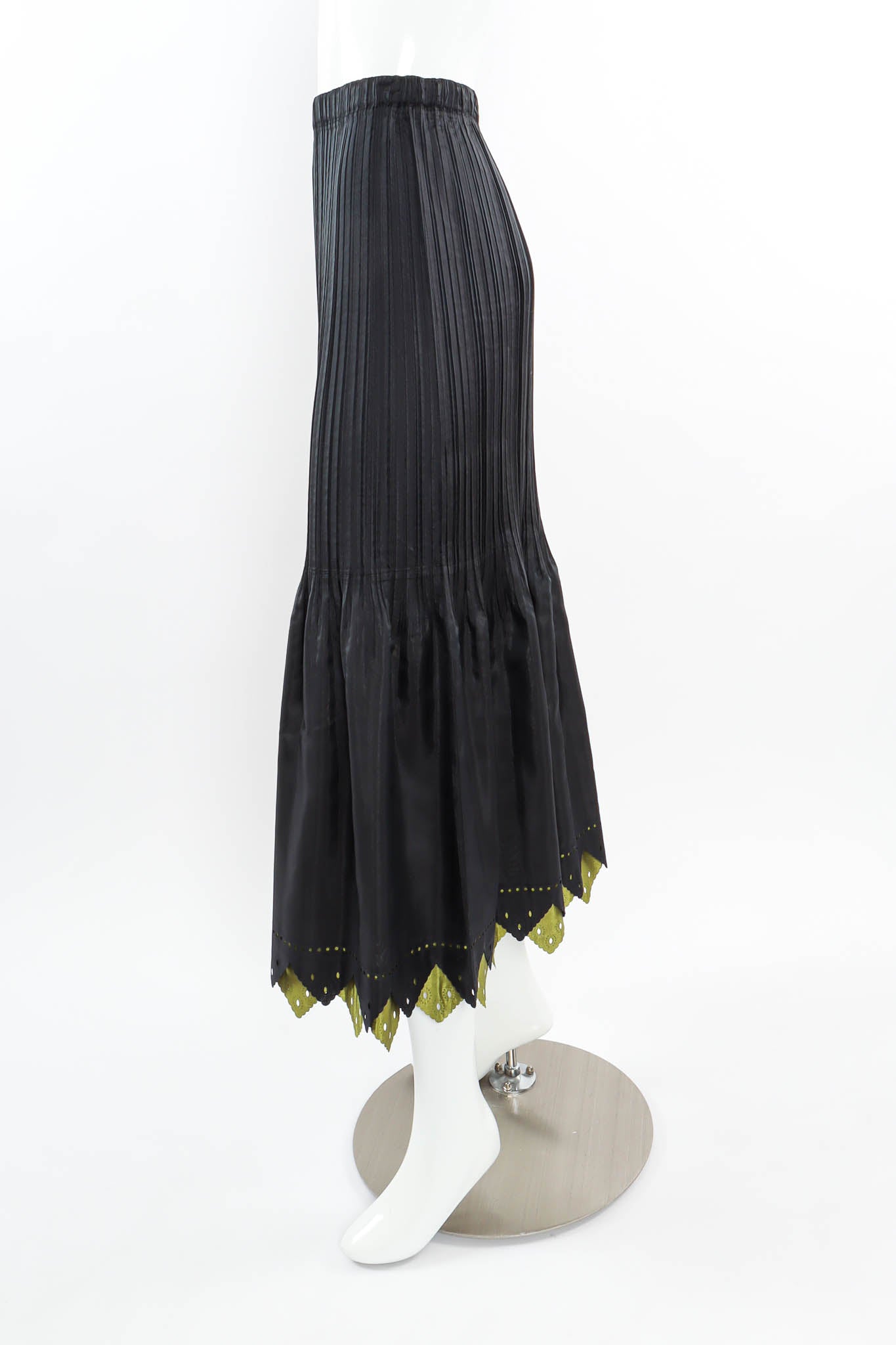 Vintage Issey Miyake Pleated Eyelet A-Line Skirt mannequin side @ Recess Los Angeles
