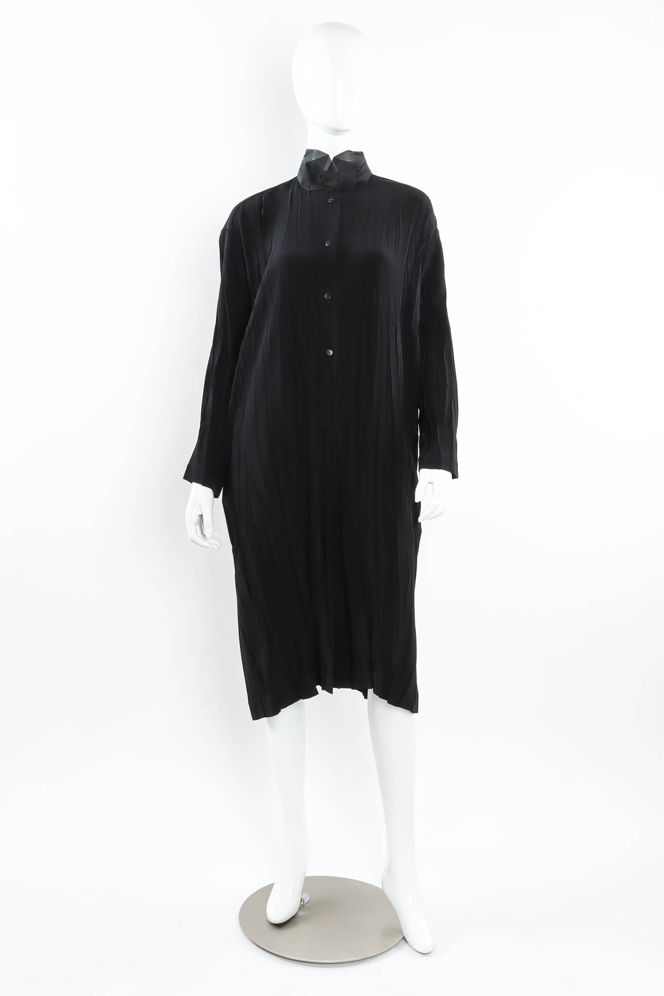 Vintage Issey Miyake Crinkle Pleat Tunic Suit Dress mannequin front @ Recess Los Angeles