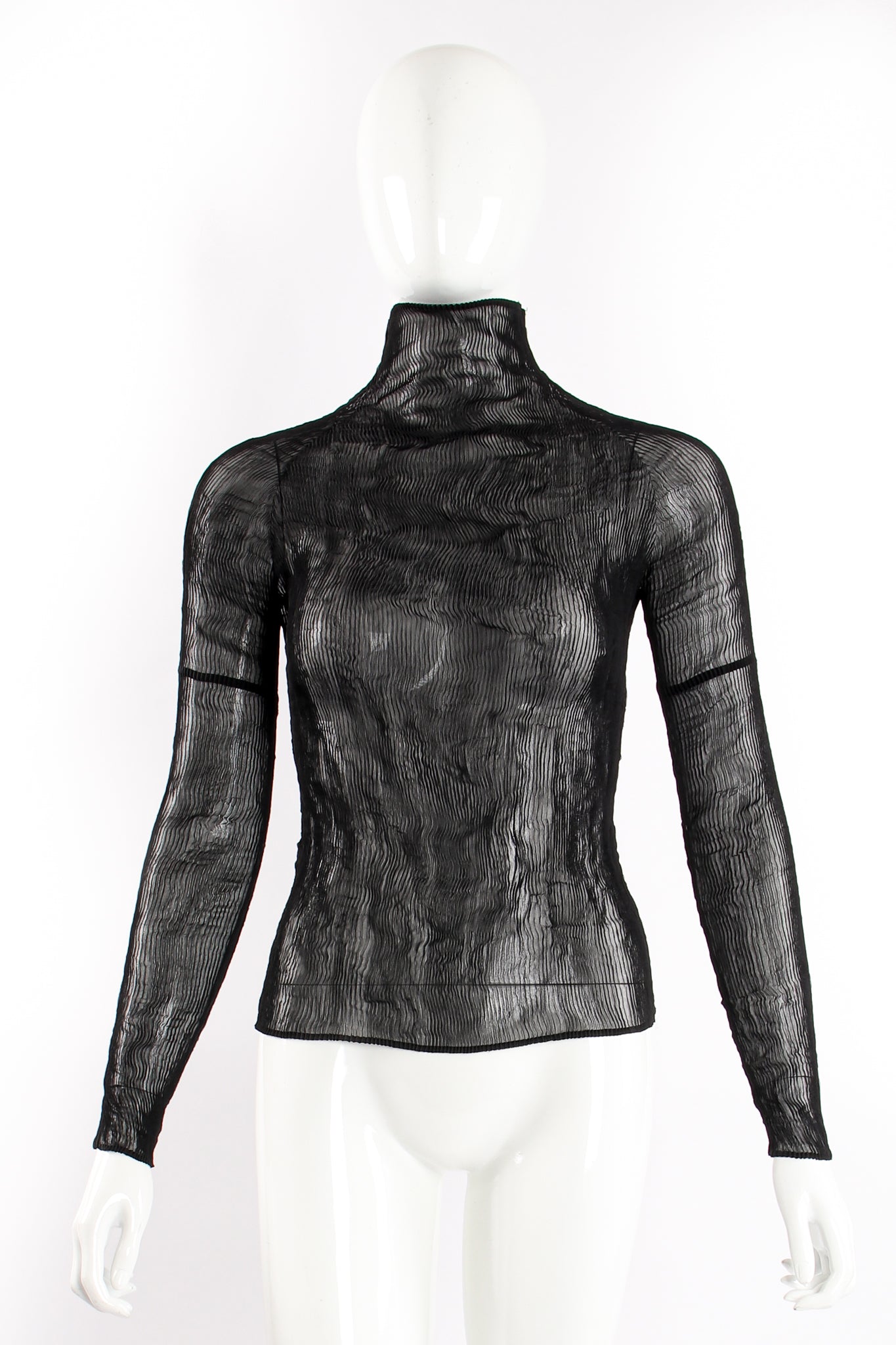 Vintage Issey Miyake Sheer Pleated Tissue Turtleneck on Mannequin front at Recess Los Angeles