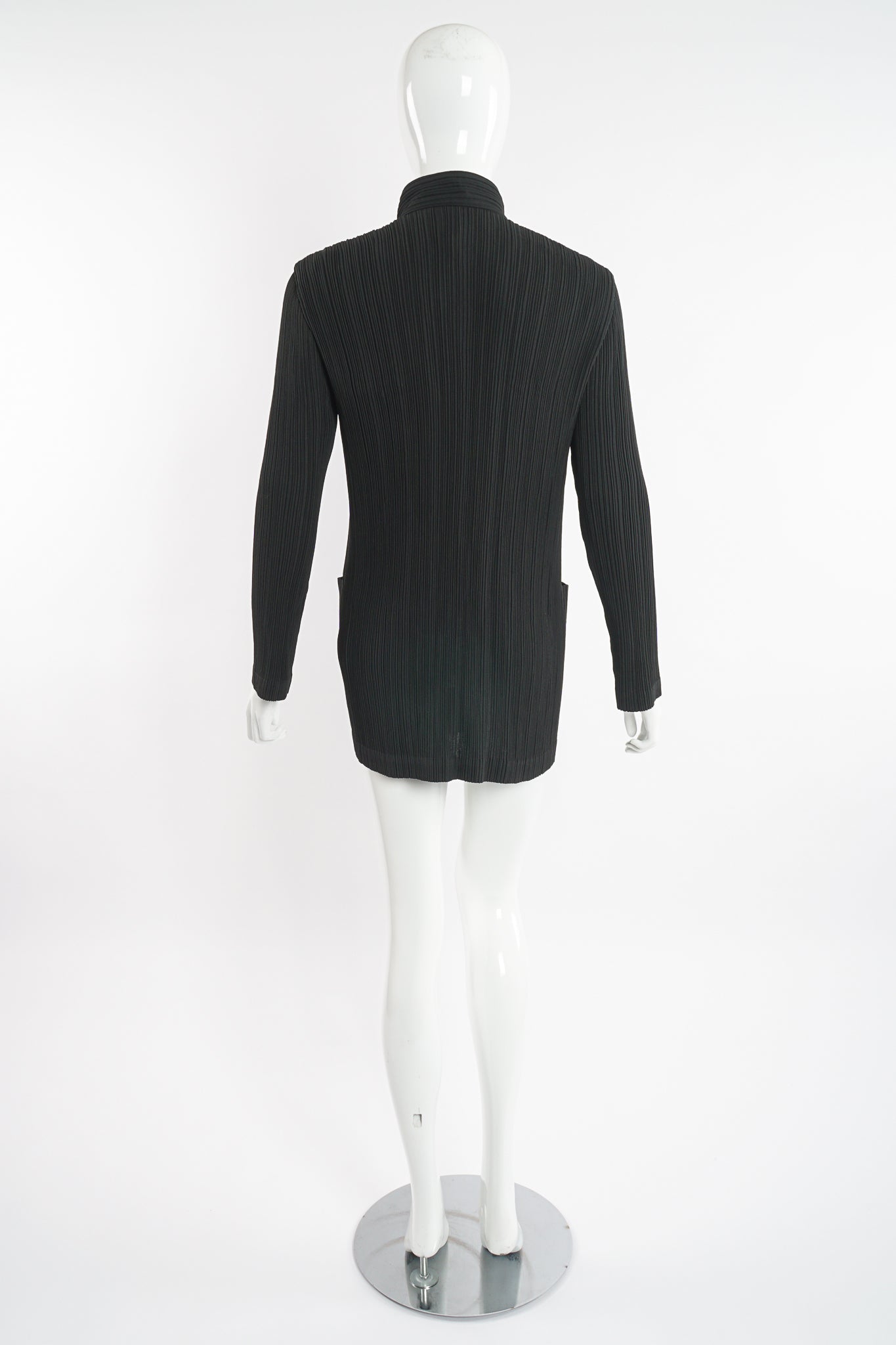 Vintage Issey Miyake Unisex Pleated Shirt Jacket on Mannequin back at Recess Los Angeles