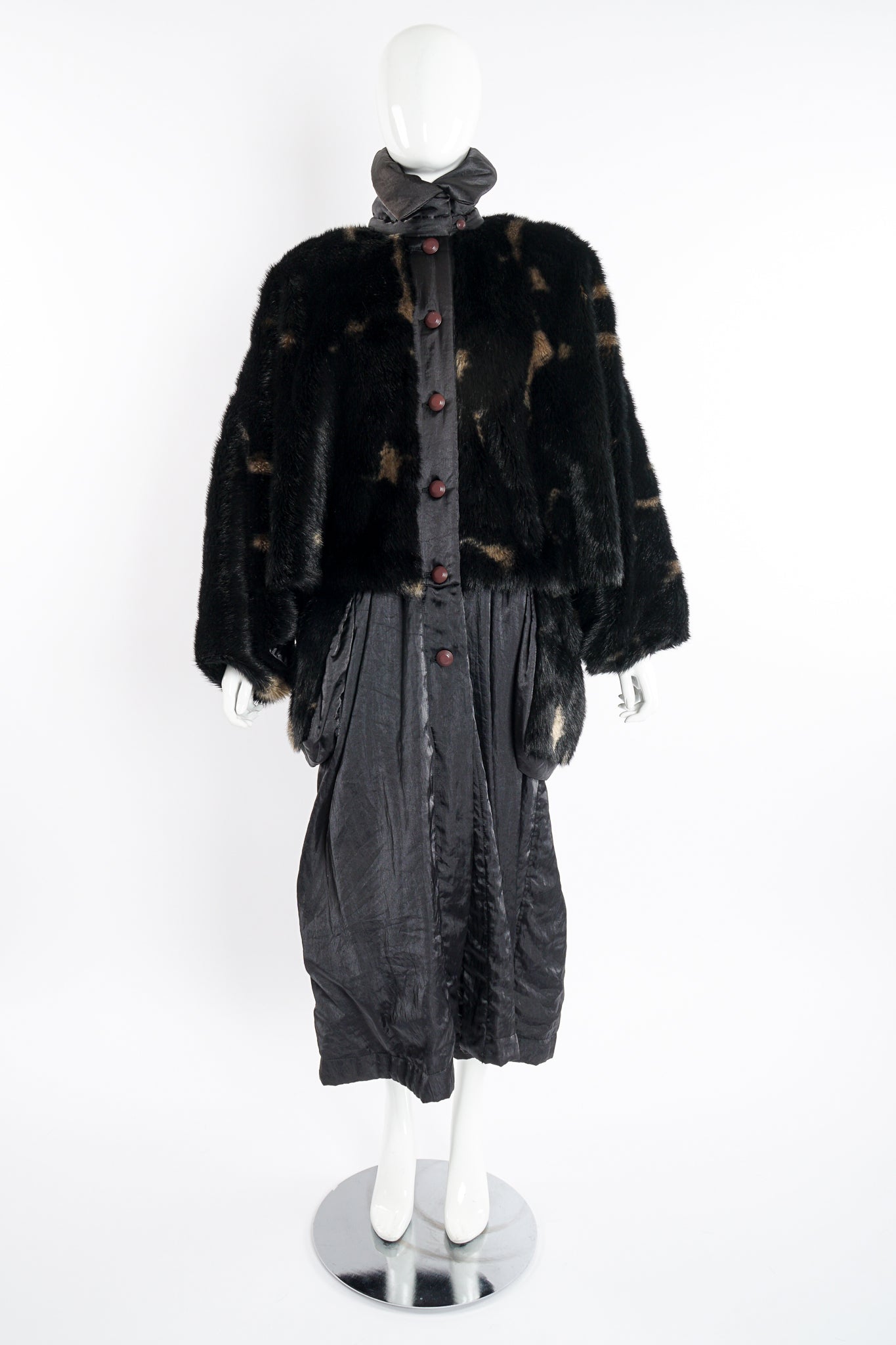 Vintage Issey Miyake Avant Garde Faux Fur Overcoat on Mannequin front at Recess Los Angeles