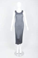 Vintage Issey Miyake Pleats Please Pleated Tank & Midi Skirt Set On Mannequin front at Recess