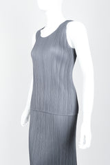 Vintage Issey Miyake Pleats Please Pleated Tank & Midi Skirt Set On Mannequin crop at Recess