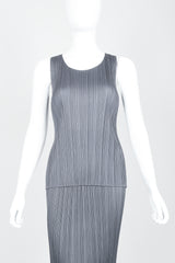 Vintage Issey Miyake Pleats Please Pleated Tank & Midi Skirt Set On Mannequin crop at Recess