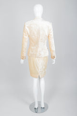 Vintage Istante Versace Vanilla Crushed Velvet Jacket & Skirt Set Bridal Suit on Mannequin Back