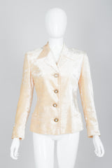 Vintage Istante Versace Vanilla Crushed Velvet Jacket Bridal Suit on Mannequin Front