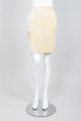 Vintage Istante Versace Vanilla Crushed Velvet Skirt Bridal Suit on Mannequin Front