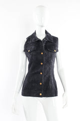 Vintage Jean Paul Gaultier Denim Lace Up Vest mannequin front @ Recess Los Angeles