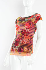 Vintage Jean Paul Gaultier Soleil Floral Bloom Mesh Top mannequin angle @ Recess LA