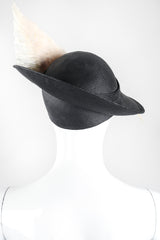 Recess Los Angeles Designer Consignment Vintage Millinery Jack McConnell Feather Wing Calot Juliet Hat