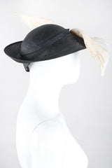 Recess Los Angeles Designer Consignment Vintage Millinery Jack McConnell Feather Wing Calot Juliet Hat