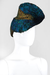 Recess Los Angeles Vintage Jack McConnell Peacock Feather Swirl Capulet Casque Fascinator Hat