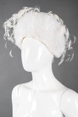 Recess Los Angeles Vintage Jack McConnell Tulle Feather Pouf Cossack Wedding Bridal Hat