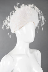 Recess Los Angeles Vintage Jack McConnell Tulle Feather Pouf Cossack Wedding Bridal Hat