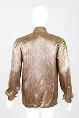 Vintage Jacques Molko Striped Gold Lamé Bow Tie Blouse on Mannequin Back at Recess