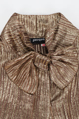Vintage Jacques Molko Striped Gold Lamé Bow Tie Blouse bow detail