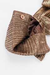 Vintage Jacques Molko Striped Gold Lamé Bow Tie Blouse french cuff sleeve detail