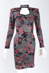 Recess Los Angeles Designer Consignment Vintage Janine of London Keyhole Cutout Choker Cocktail Sheath Dress