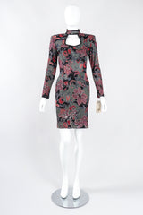 Recess Los Angeles Designer Consignment Vintage Janine of London Keyhole Cutout Choker Cocktail Sheath Dress