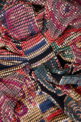 Vintage Janine of London Moasaic Keyhole Back Dress fabric and faux tie detail