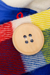 Vintage Jean-Charles De Castelbajac Rainbow Plaid Blanket Coat button Detail