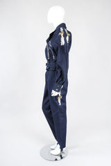 Recess Los Angeles Vintage Jean Claude Jitrois Denim Appliqué Moto Flight Suit Top Gun Set