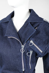 Recess Los Angeles Vintage Jean Claude Jitrois Denim Appliqué Moto Flight Suit Top Gun Set