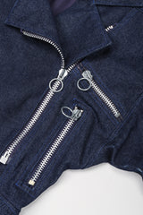 Recess Los Angeles Vintage Jean Claude Jitrois Denim Appliqué Moto Flight Suit Top Gun Set