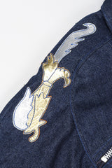 Recess Los Angeles Vintage Jean Claude Jitrois Denim Appliqué Moto Flight Suit Top Gun Set
