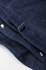 Recess Los Angeles Vintage Jean Claude Jitrois Denim Appliqué Moto Flight Suit Top Gun Set