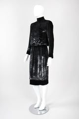 Recess Los Angeles Vintage Jean Louis Scherrer Metallic Silk Velvet Lamé Blouson Dress