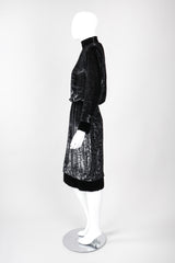 Recess Los Angeles Vintage Jean Louis Scherrer Metallic Silk Velvet Lamé Blouson Dress