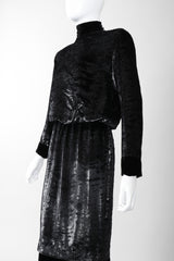 Recess Los Angeles Vintage Jean Louis Scherrer Metallic Silk Velvet Lamé Blouson Dress