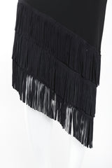 Recess Designer Consignment Vintage Jean Paul Gaultier Femme Asymmetrical Suede Fringe Jersey Skirt Los Angeles Resale