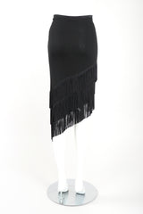 Recess Designer Consignment Vintage Jean Paul Gaultier Femme Asymmetrical Suede Fringe Jersey Skirt Los Angeles Resale
