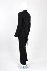 Recess Los Angeles Vintage Jean Paul Gaultier Slim Silhouette Diagonal Waist Strip Bands Black Lace Up Corset Button Fly