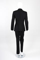 Recess Los Angeles Vintage Jean Paul Gaultier Slim Silhouette Diagonal Waist Strip Bands Black Lace Up Corset Button Fly