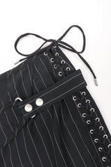 Recess Los Angeles Designer Consignment Vintage Jean Paul Gaultier JPG Lace Up Pinstripe Pencil Skirt