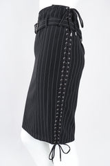 Recess Los Angeles Designer Consignment Vintage Jean Paul Gaultier JPG Lace Up Pinstripe Pencil Skirt
