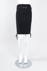 Recess Los Angeles Designer Consignment Vintage Jean Paul Gaultier JPG Lace Up Pinstripe Pencil Skirt