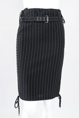 Recess Los Angeles Designer Consignment Vintage Jean Paul Gaultier JPG Lace Up Pinstripe Pencil Skirt