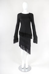 Recess Designer Consignment Vintage Jean Paul Gaultier Femme Mesh Jersey Asymmetrical Suede Fringe Top Outfit Los Angeles Resale