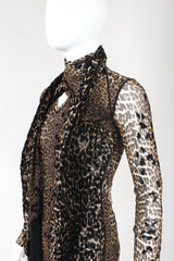Recess Designer Consignment Vintage Jean Paul Gaultier Soleil Sheer Mesh Velvet Flocked Leopard Scarf Dress Los Angeles Resale