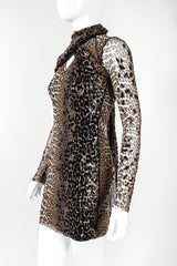 Recess Designer Consignment Vintage Jean Paul Gaultier Soleil Sheer Mesh Velvet Flocked Leopard Scarf Dress Los Angeles Resale