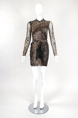 Recess Designer Consignment Vintage Jean Paul Gaultier Soleil Sheer Mesh Velvet Flocked Leopard Scarf Dress Los Angeles Resale